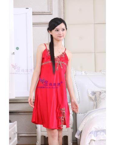 Romantic red florid daughter d016-2 silk sleepwear suspender skirt