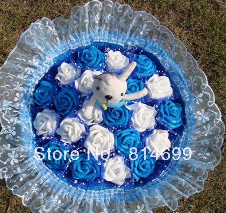 Rose cartoon bouquet doll flowers dried flowers Christmas gifts fake bouquet free shipping ZA601
