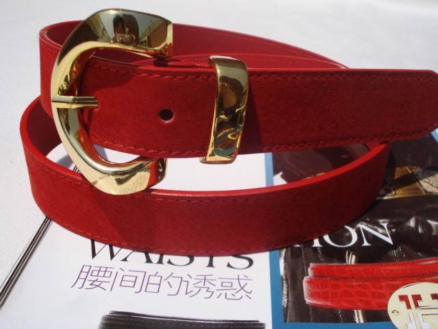 Rose gold buckle genuine leather strap Women fashion belt women's all-match belt decoration cummerbund red