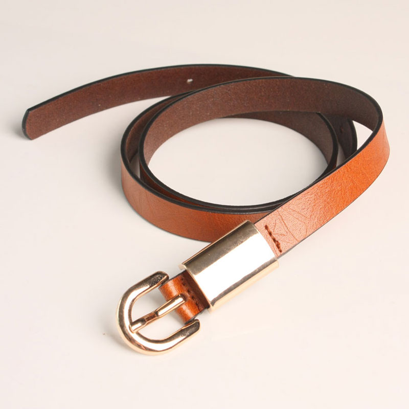 Rose strap genuine leather Women rose strap fashion brown cowhide all-match pin buckle thin belt p034