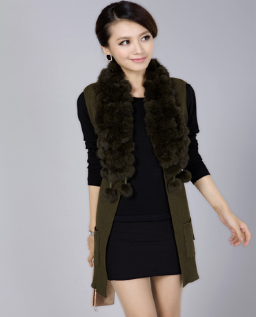 Roseports2013 women's fox fur wool cardigan vest outerwear vest sweater