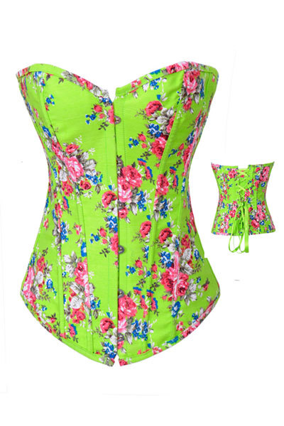 Roses Print Corset in Green LB4454