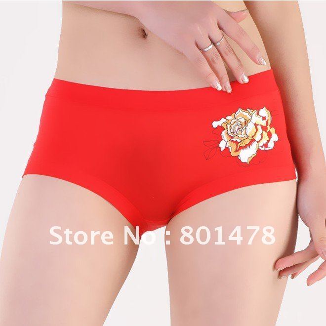 Roses printed body shaping lycra cotton low waist boxer shorts panties 103