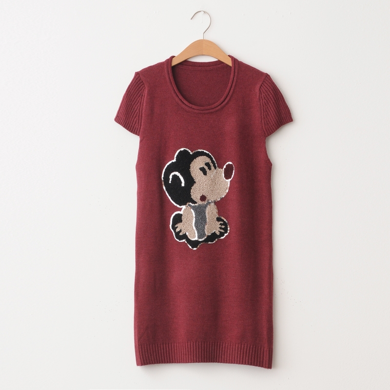 rou) Long design MICKEY MOUSE vest outerwear knitted shirt 2012 autumn and winter women sweater shirt
