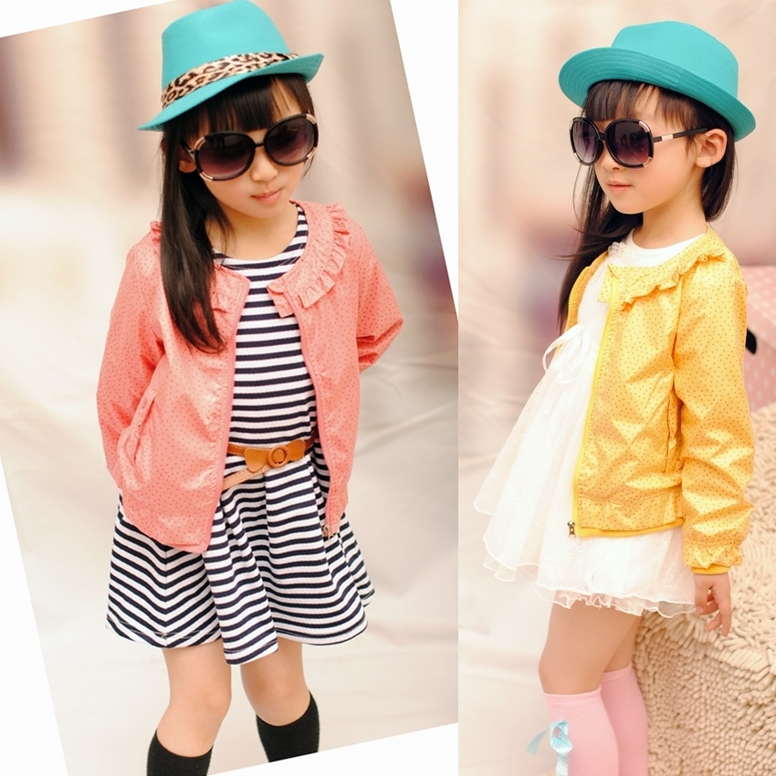 Round dot trench 2013 spring children's clothing female child long-sleeve baby outerwear cardigan top