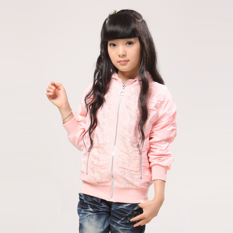 Round female child 2012 autumn long-sleeve jacket outerwear with a hood cardigan zipper sweater coat clothing