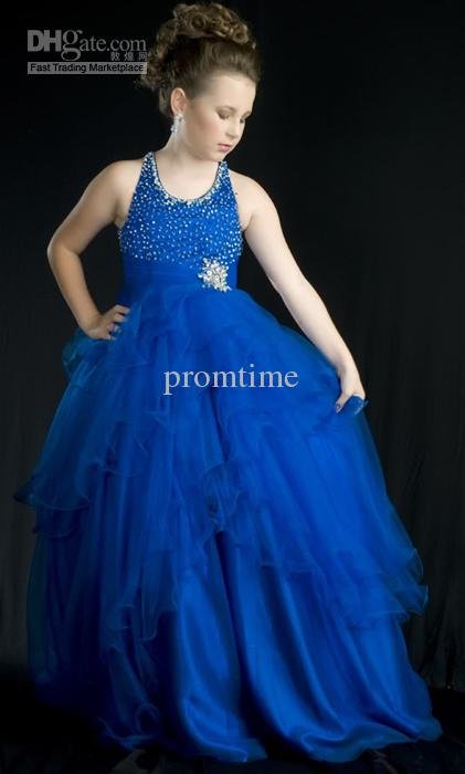 Royal Blue Lovely Beaded  Flower Girl Dresses Girl's Pageant Dress