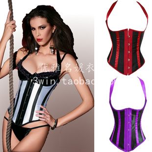 Royal corset waist belt clip belt halter-neck straps stripe cummerbund waist abdomen underwear drawing