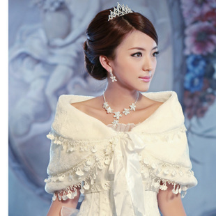 Royal Elegant White Bolero Short Soft Faux Fur Shrug 2013 Wedding Bridal Jacket Wrap Shawl