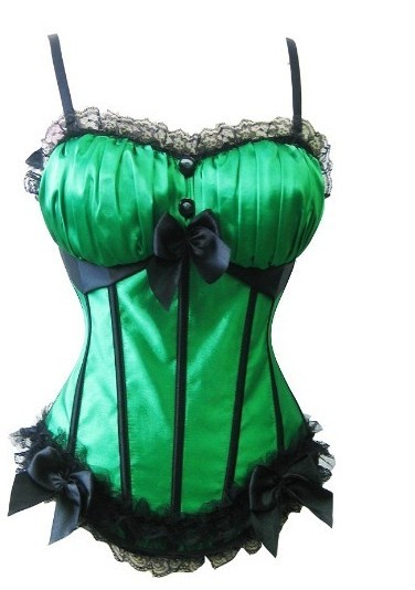 Royal green cup boneless stripe shoulder strap corset underwear bone clothing lacing