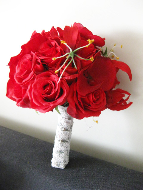 Rromantic  RED rose bridal bouquet, wedding flower,handmade flower, Free shipping, Drop shipping, 2012 new style