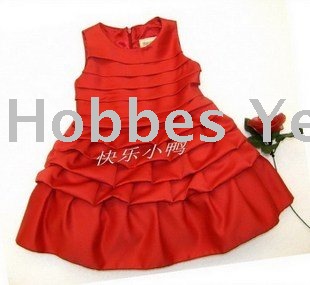 [Rsd149] Free shipping 2011 New Arrival Layered Flower girl dresses in Red hot sale