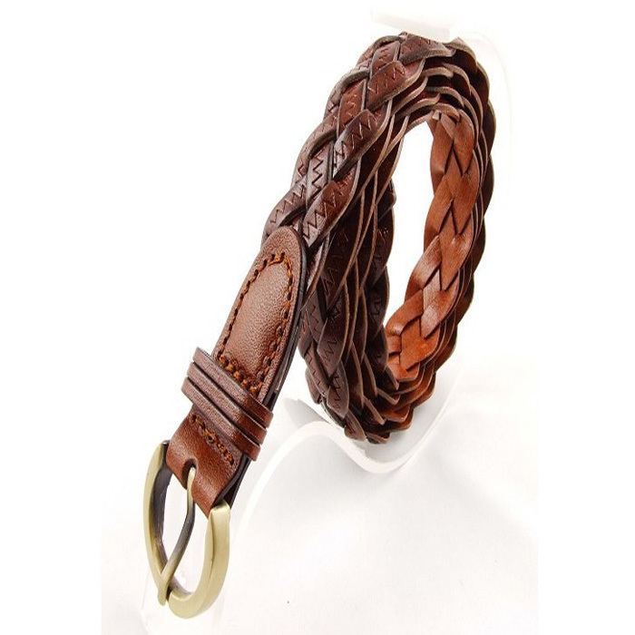 Rtail 2012 New Arrived Fashion Charm Knitted Genuine Leather Belts for wemen with Free shipping