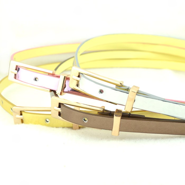 Runfa gold pin buckle women's thin belt fashion all-match japanned leather small strap small belt p113