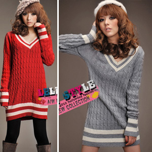 S 162 V-neck colorant match crochet all-match ol twisted long-sleeve sweater real pictures with model 500g