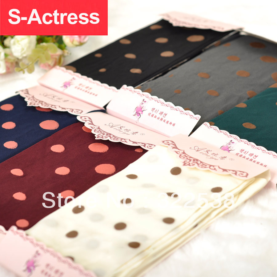 S-actress 2 ultra-thin velvet stockings polka dot stovepipe female pantyhose big dot socks