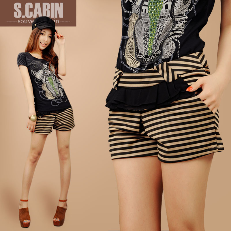 S-cabin 2012 summer the trend of fashion stripe small shorts women's