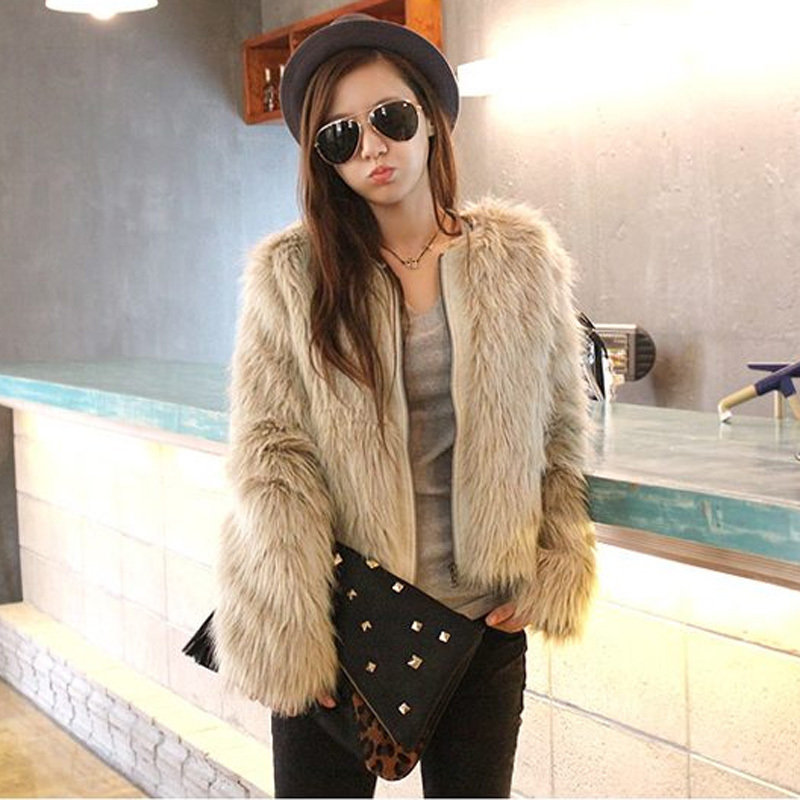 S-ghic winter women's o-neck zipper long-sleeve cardigan artificial leather thermal outerwear female