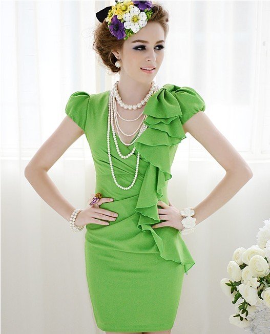 S-L free shipping manufacturers supply sexy Women's green fashion dress (MOQ: 1pc) #452-941