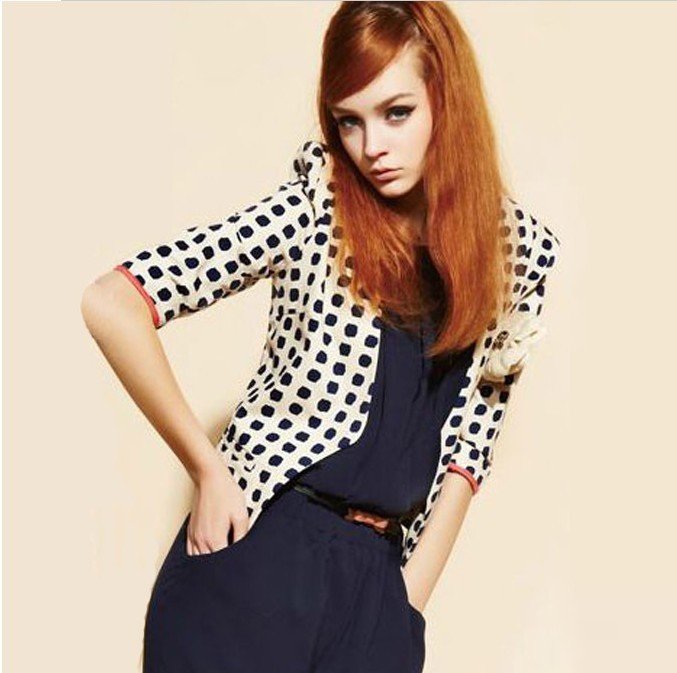 S-L Free Shipping Manufacturers supply women's Polka Dot Puff Sleeve small suit  Moq 1pc, #L6002