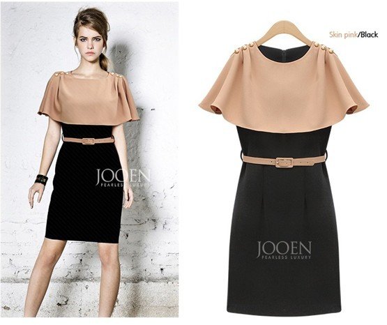 S-L free shipping manufacturers supply women's Shawl slim waist dress + belt  #C0020