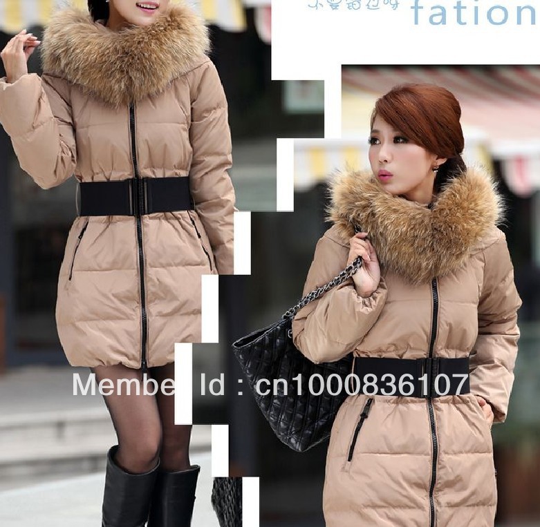 S/M/L/XL/XXL/XXXL plus size down apparel fur collar big warm luxury long casual coat women winter new fashion zip