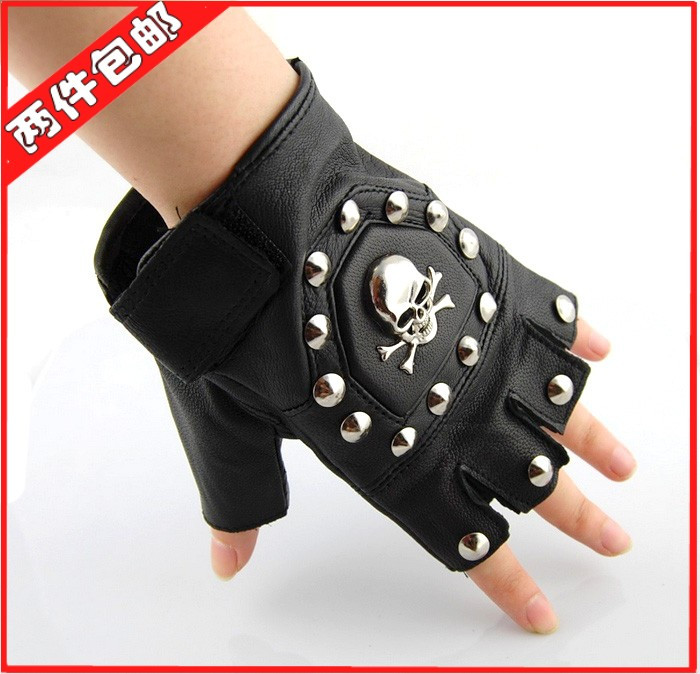 S st-012-077 punk rivet black leather gloves semi-finger lucy refers to hip-hop fireboats gloves non-mainstream