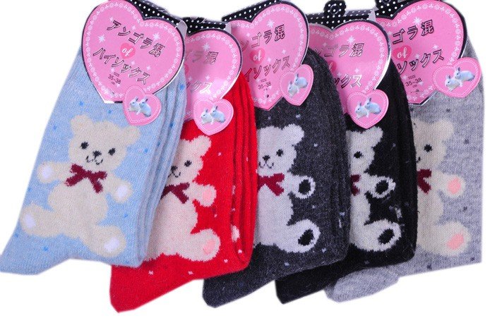 S Stockings Hot Sale Winter Thick Warm Rabbit Wool Knitted Women's Socks With Bear Pattern,High Quality+Free shipping fur boots