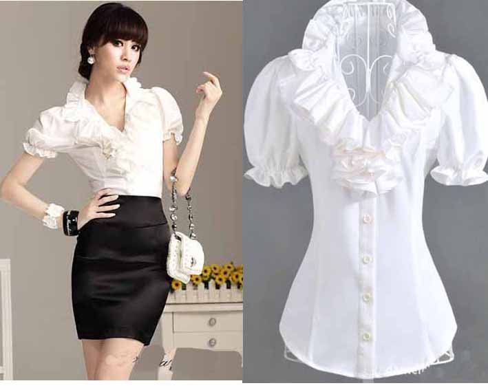 S-XL free shipping fashion Manufacturers supply women's short-sleeved fashion shirts moq 1pc #ZHL09