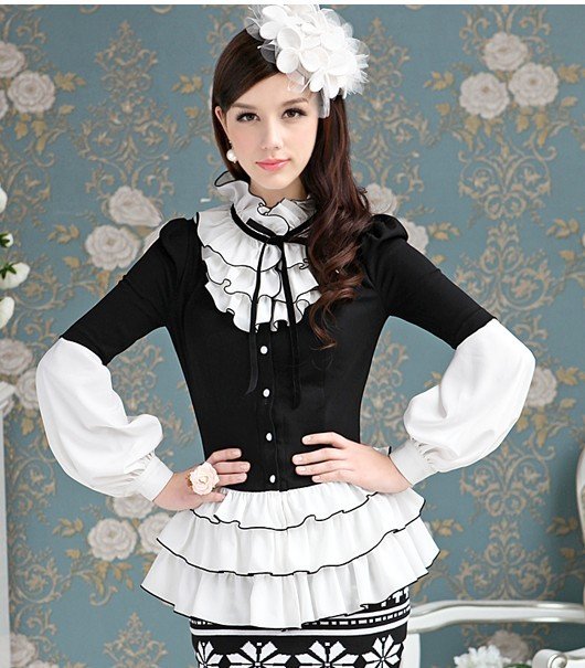 S-XL free shipping Manufacturers supply new fashion Women's long sleeved shirt moq 1pc #W8471
