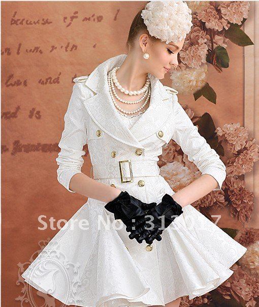 S-XL  free shipping Manufacturers supply new Women's White jacquard slim big double-breasted coat and jackets #W1003