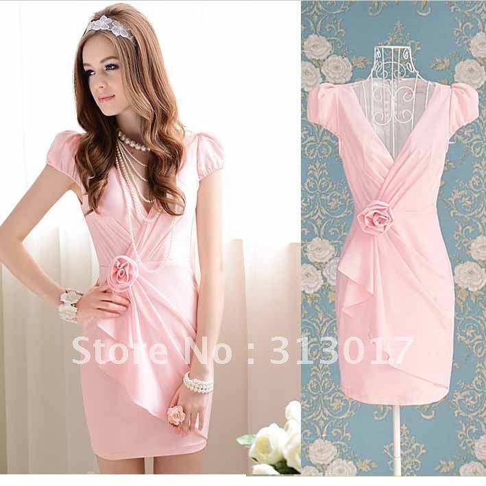 S-XL free shipping manufacturers supply Women's Pink smil dress (MOQ: 1pc) #CH931