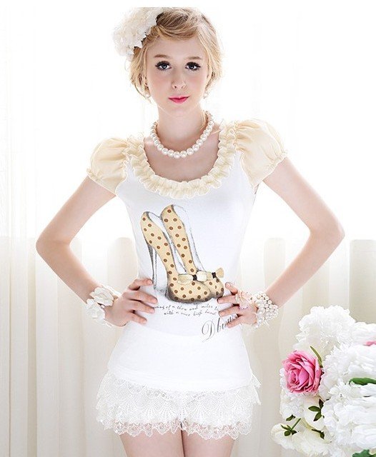 S-XL free shipping new fashion Women's Fashion Shoes printing Slim short sleeve  ladies blouse moq 1pc #L177