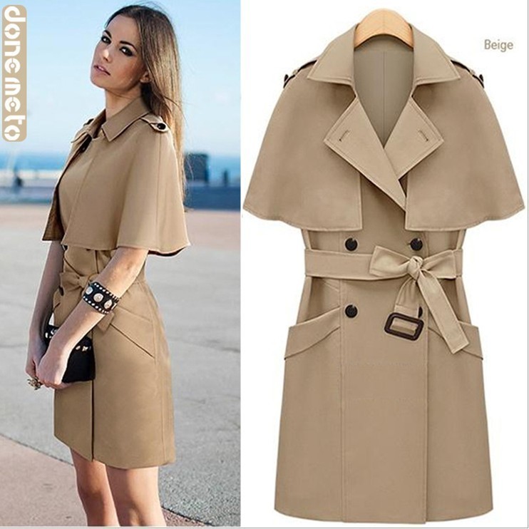 S-XL  free shipping women's High quality autumn fashion cloak slim plus size long trench outerwear #WZ25