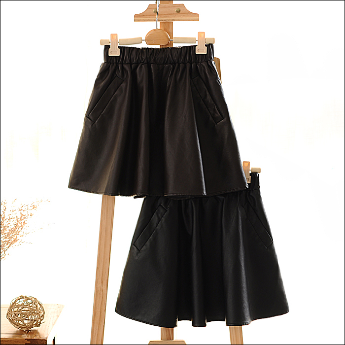 S4992 winter 2012 PU high waist pleated skirt short skirt leather skirt sheds