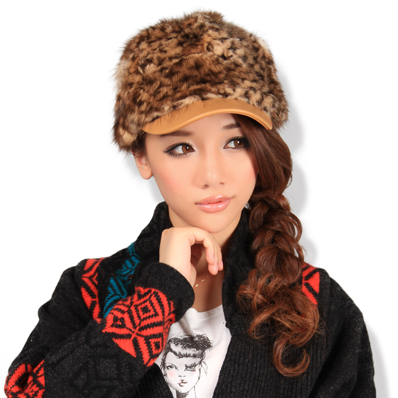 Sa2012 autumn and winter fashion trend of the women's thermal hat leather leopard print star cap