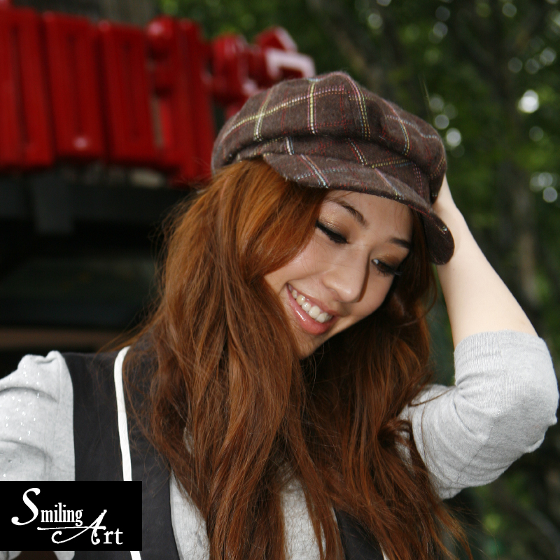 Sa2012 women's check fashion octagonal hat