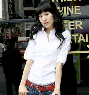 SALE 2012 autumn women's long-sleeve female shirt 100% cotton 5 female shirt 013 Free Shipping