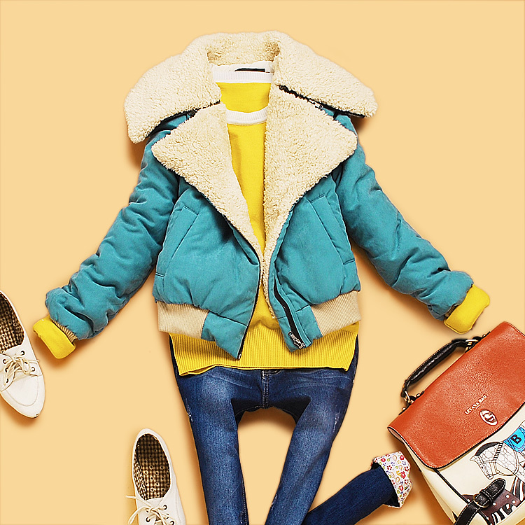 SALE B6-4 winter female berber fleece thickening large lapel cotton-padded jacket wadded jacket outerwear 86 free shipping