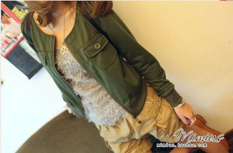 SALE FASHION WOMEN'S O-NECK JACKET OUTERWEAR LONG-SLEEVE OUTERWEAR SHORT JACKET COAT + FREE SHIPPING (1PC) 2089