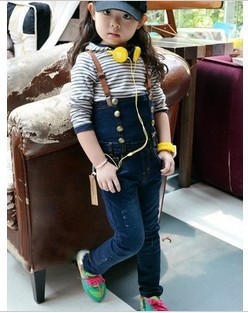 Sale !! Free shipping  fashion baby girls 2013 quality deals children denim overalls kids dresses 5pcs/lot free shipping