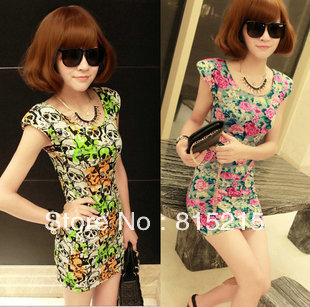 Sale Free shipping slim hip elegant flower/skull summer skirt  women's casual dress