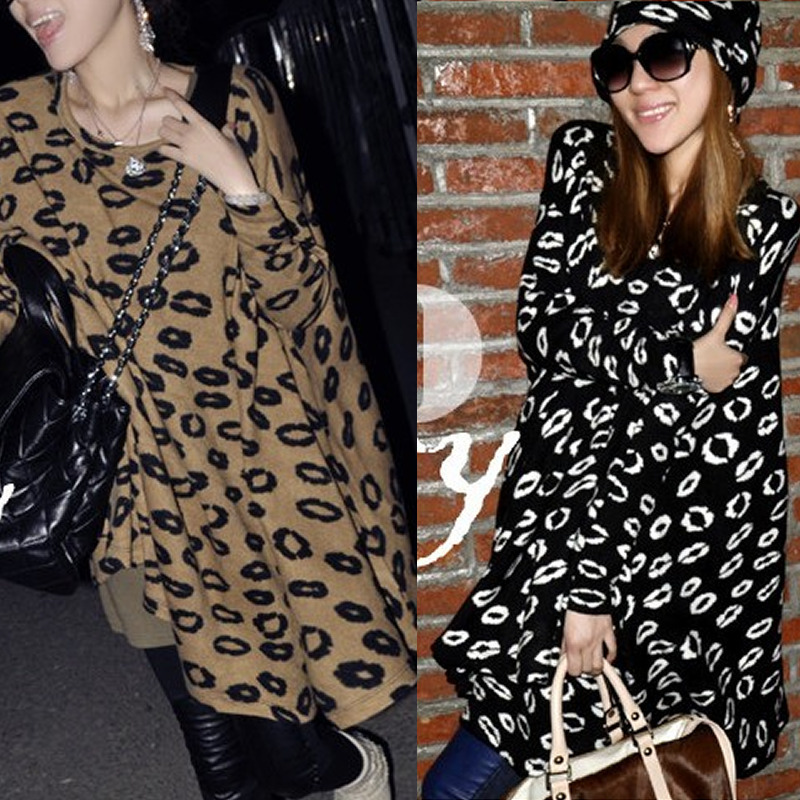 Sale Maternity clothing autumn and winter long-sleeve o-neck top print long design plus size t-shirt FREE SHIPPING