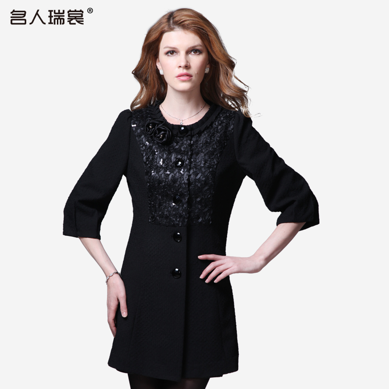 sale summer dresses 2013 spring women's half sleeve lace decoration medium-long slim trench outerwear 13021 dresses