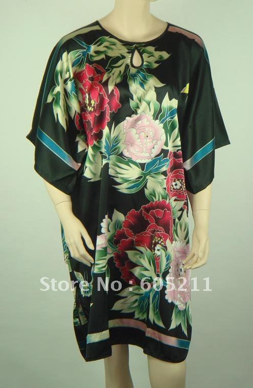 sales promotion 100% New Chinese Women's Silk Satin hand painting intimate&Sleep kimono robe gown one size "LGD S0054"