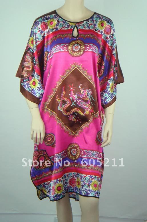 sales promotion 100% New Chinese Women's Silk Satin hand painting intimate&Sleep kimono robe gown one size "LGD S0061"