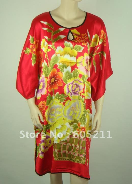 sales promotion 100% New Chinese Women's Silk Satin hand painting intimate&Sleep kimono robe gown one size "LGD S0067"