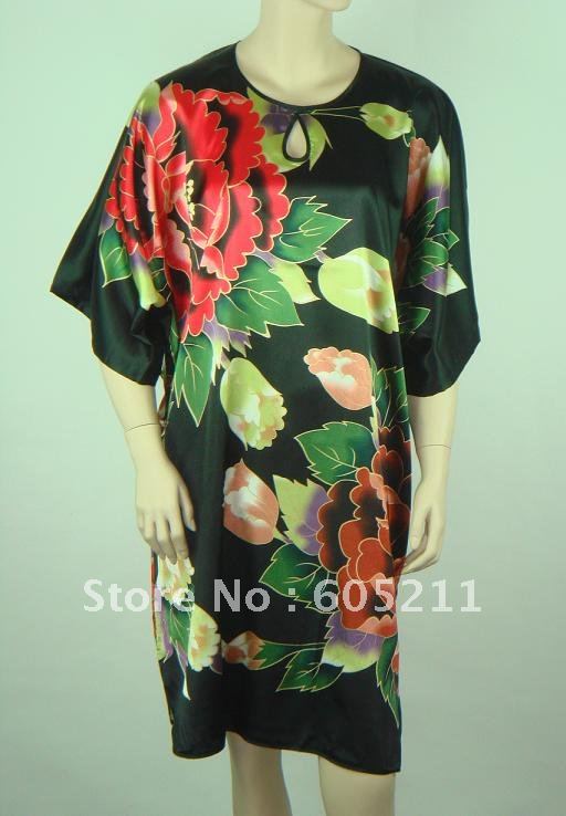 sales promotion 100% New Chinese Women's Silk Satin hand painting intimate&Sleep kimono robe gown one size "LGD S0075"