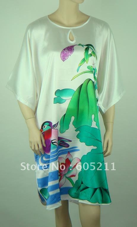 sales promotion 100% New Chinese Women's Silk Satin hand painting intimate&Sleep kimono robe gown one size "LGD S0080"