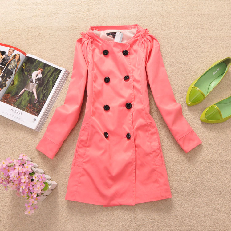 Sales promotion 2013 spring women's sweet pleated puff sleeve double breasted trench outerwear - 0.38 free shipping